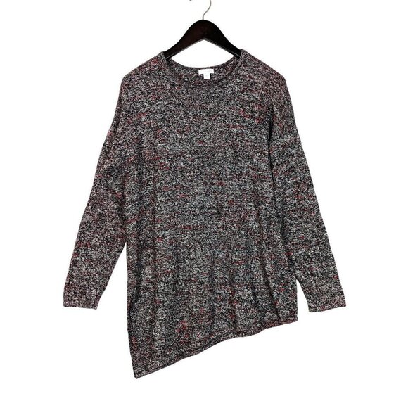 J. Jill Pure Jill Asymmetrical Cotton Wool Cashmere Blend Static Haze Sweater - Picture 1 of 6